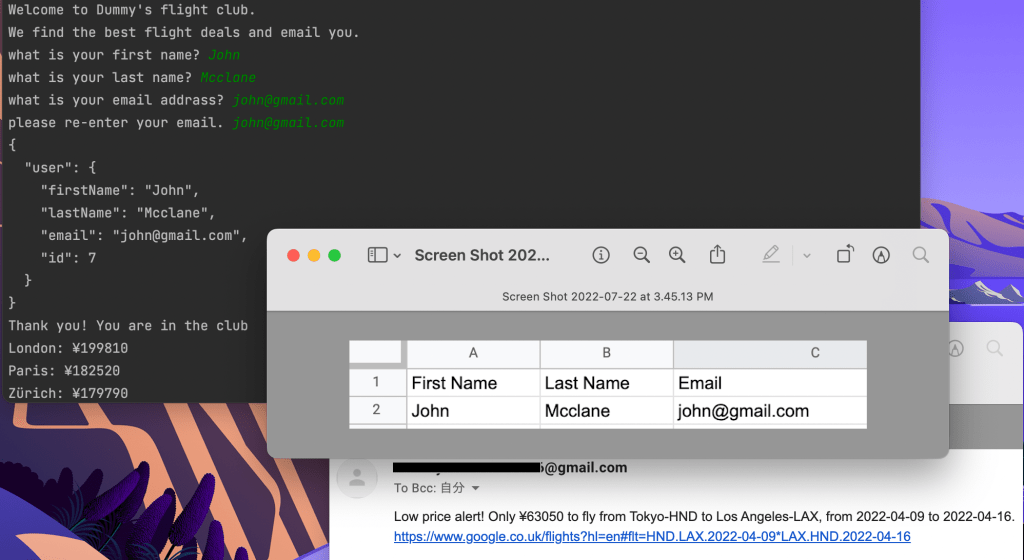 Flight Service (Register, Send&nbsp;email)